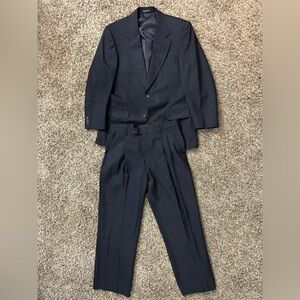 YSL wool navy pinstripe suit jacket and pants 42R 33x28